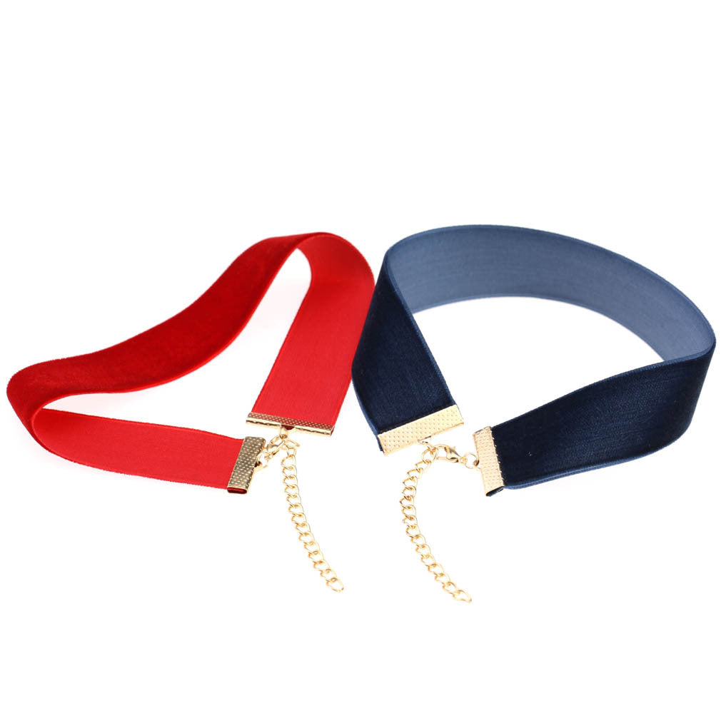Exaggerated Wide Flocking Ribbon Veet Flannel Neck Necklaces