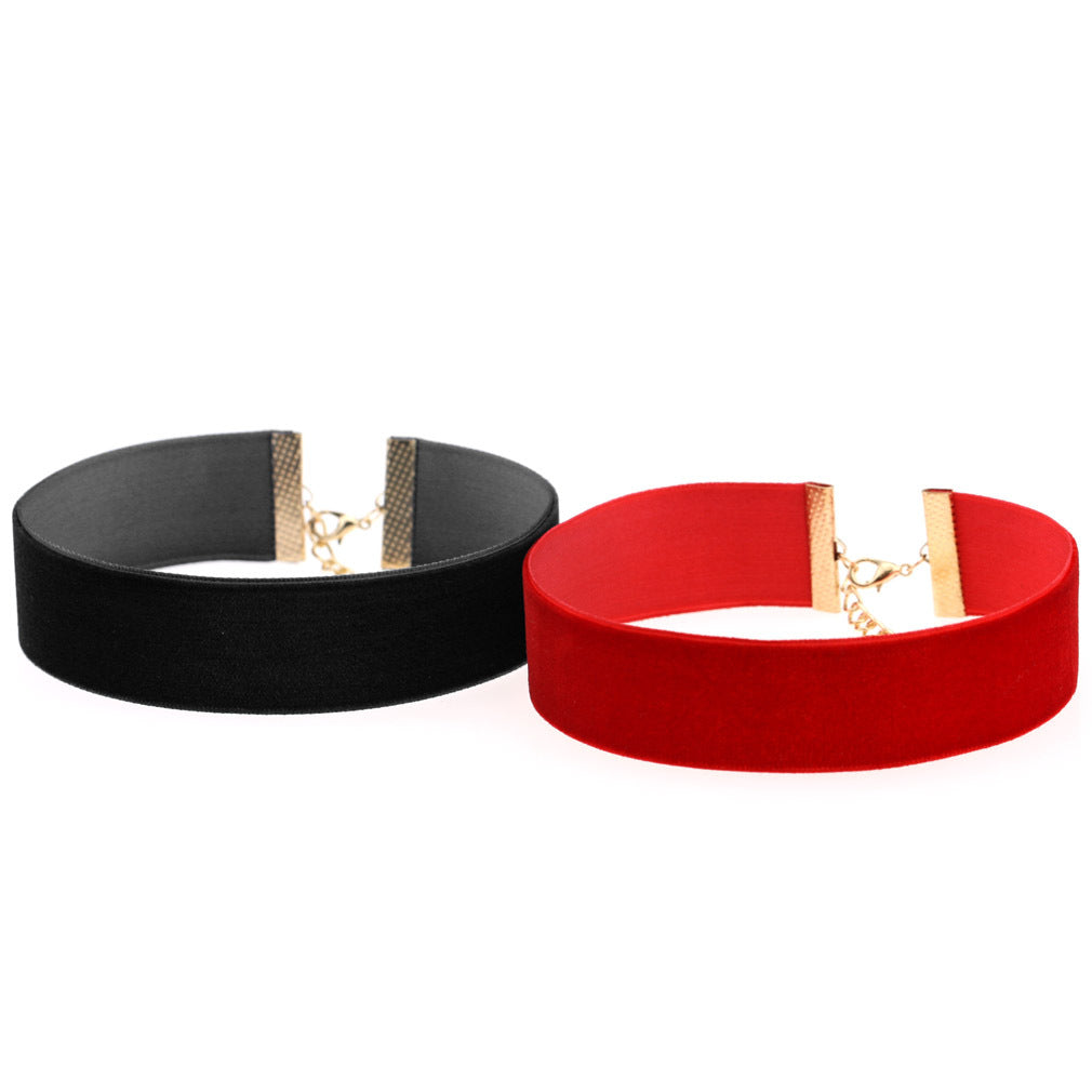 Exaggerated Wide Flocking Ribbon Veet Flannel Neck Necklaces
