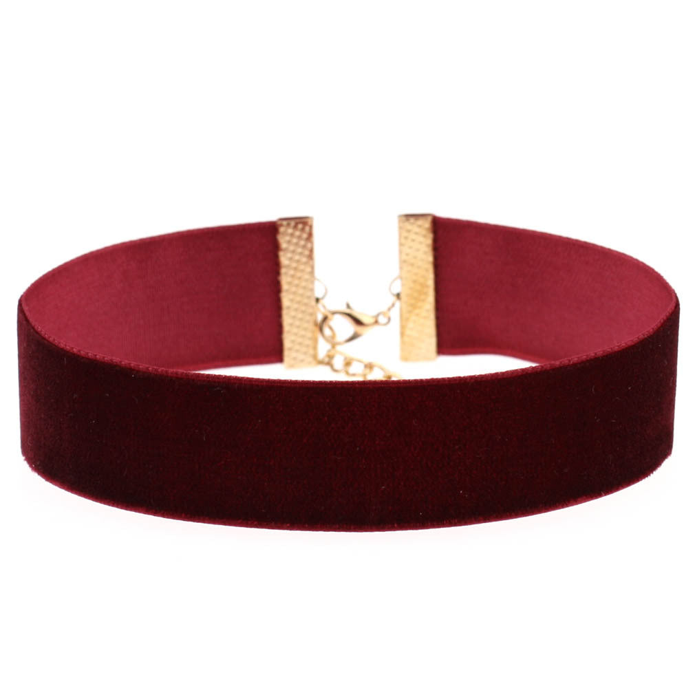 Exaggerated Wide Flocking Ribbon Veet Flannel Neck Necklaces