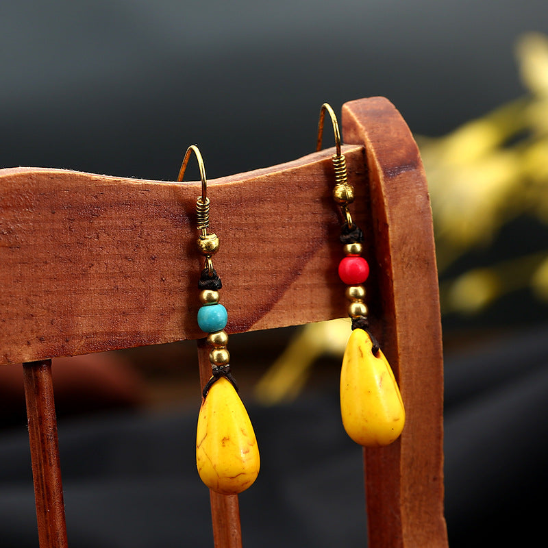 Knot Simple Eardrops Vintage Stone Water Earrings