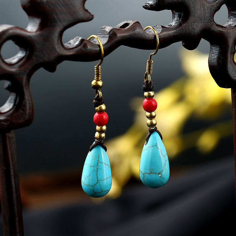 Knot Simple Eardrops Vintage Stone Water Earrings