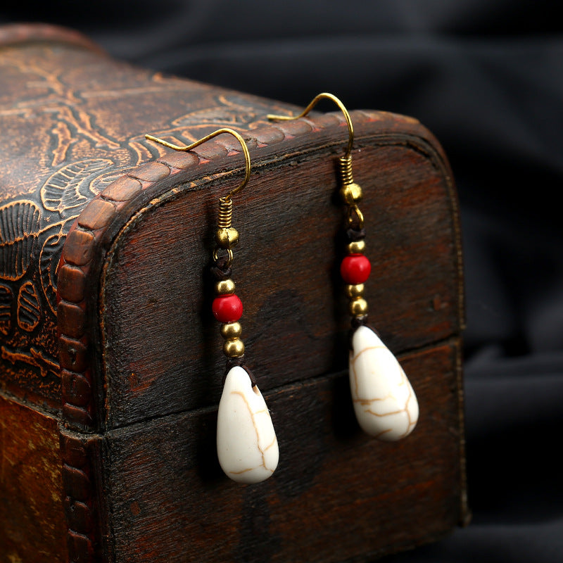 Knot Simple Eardrops Vintage Stone Water Earrings