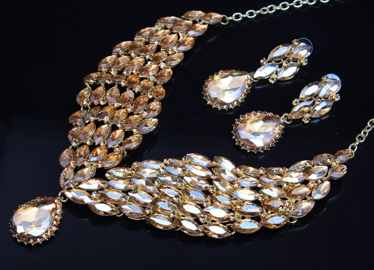 Women's Crystal African Suite Dress Dinner Bride Necklaces