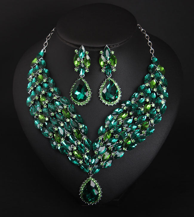 Women's Crystal African Suite Dress Dinner Bride Necklaces