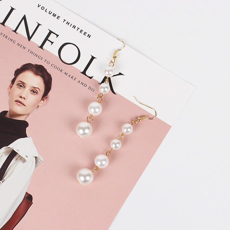 Sweet Indie Pop Tassel Long Pearl Rings