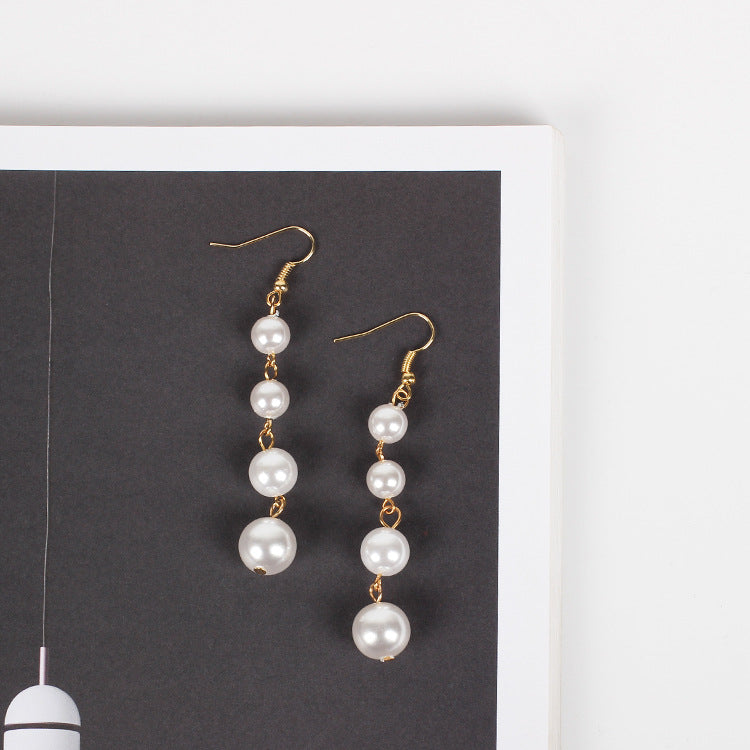 Sweet Indie Pop Tassel Long Pearl Rings