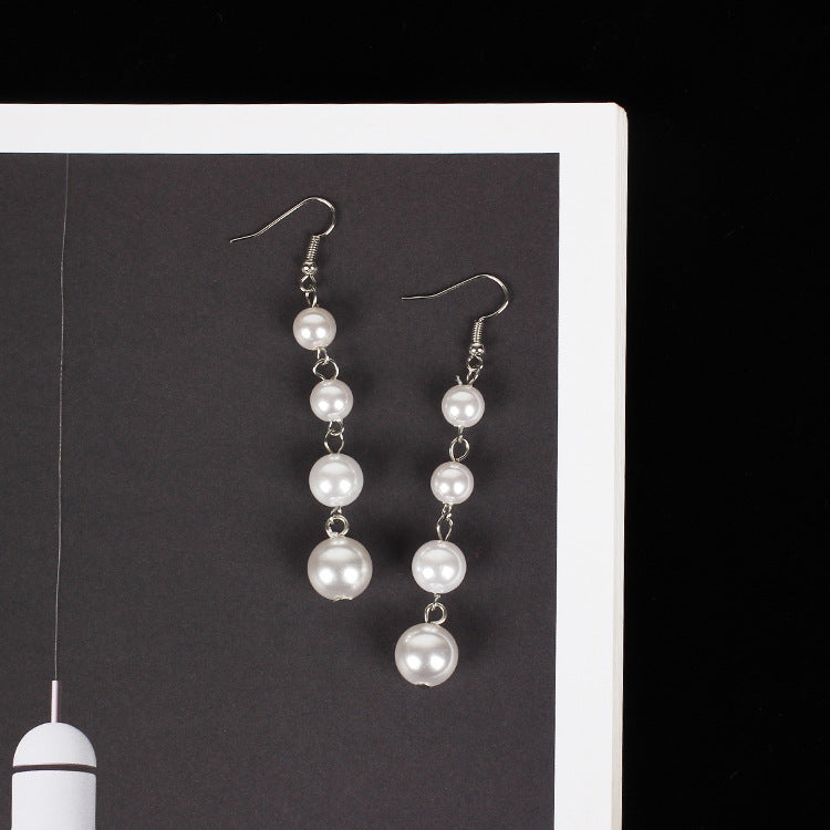 Sweet Indie Pop Tassel Long Pearl Rings