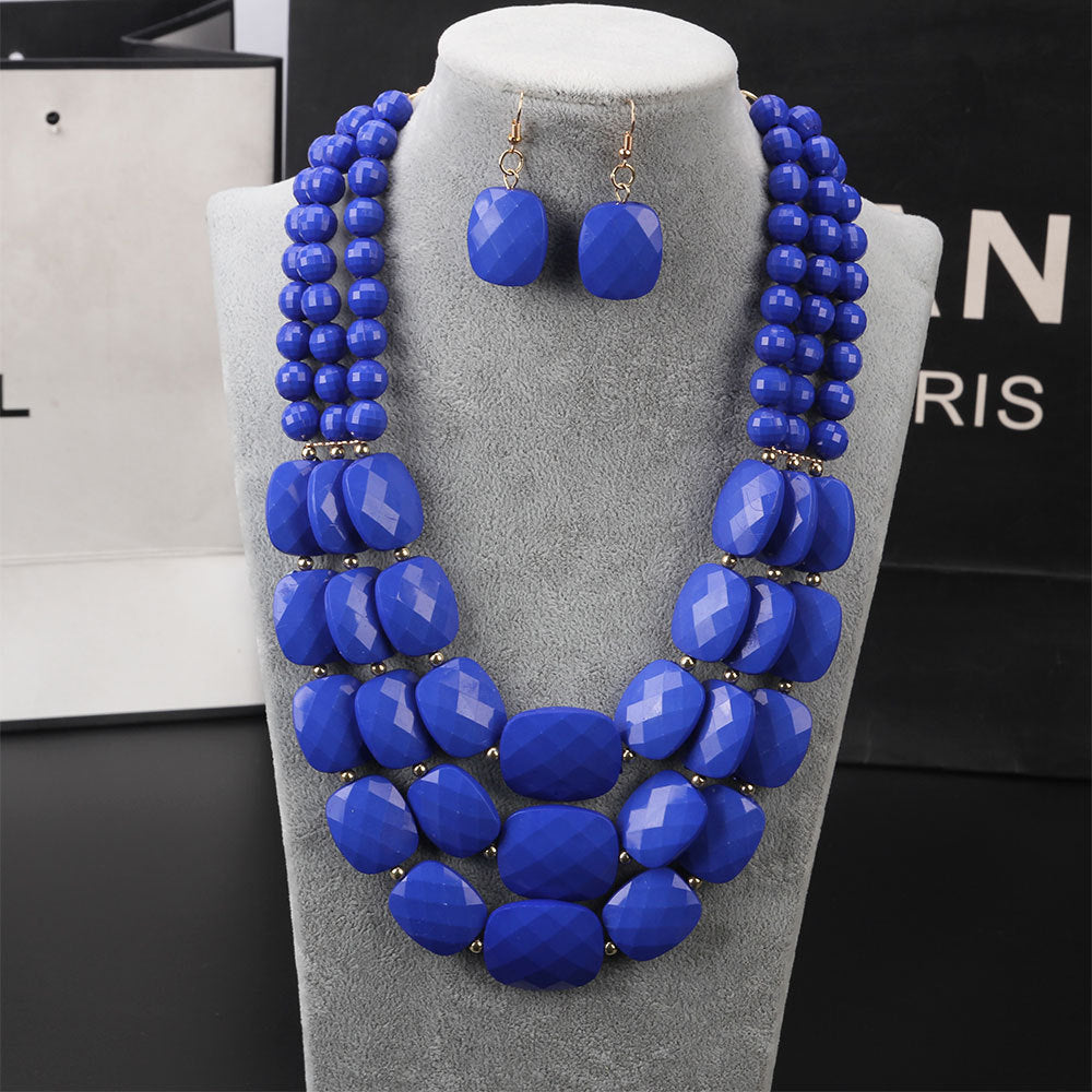 Fashion Ornament Bohemian Color Jelly Suite Necklaces