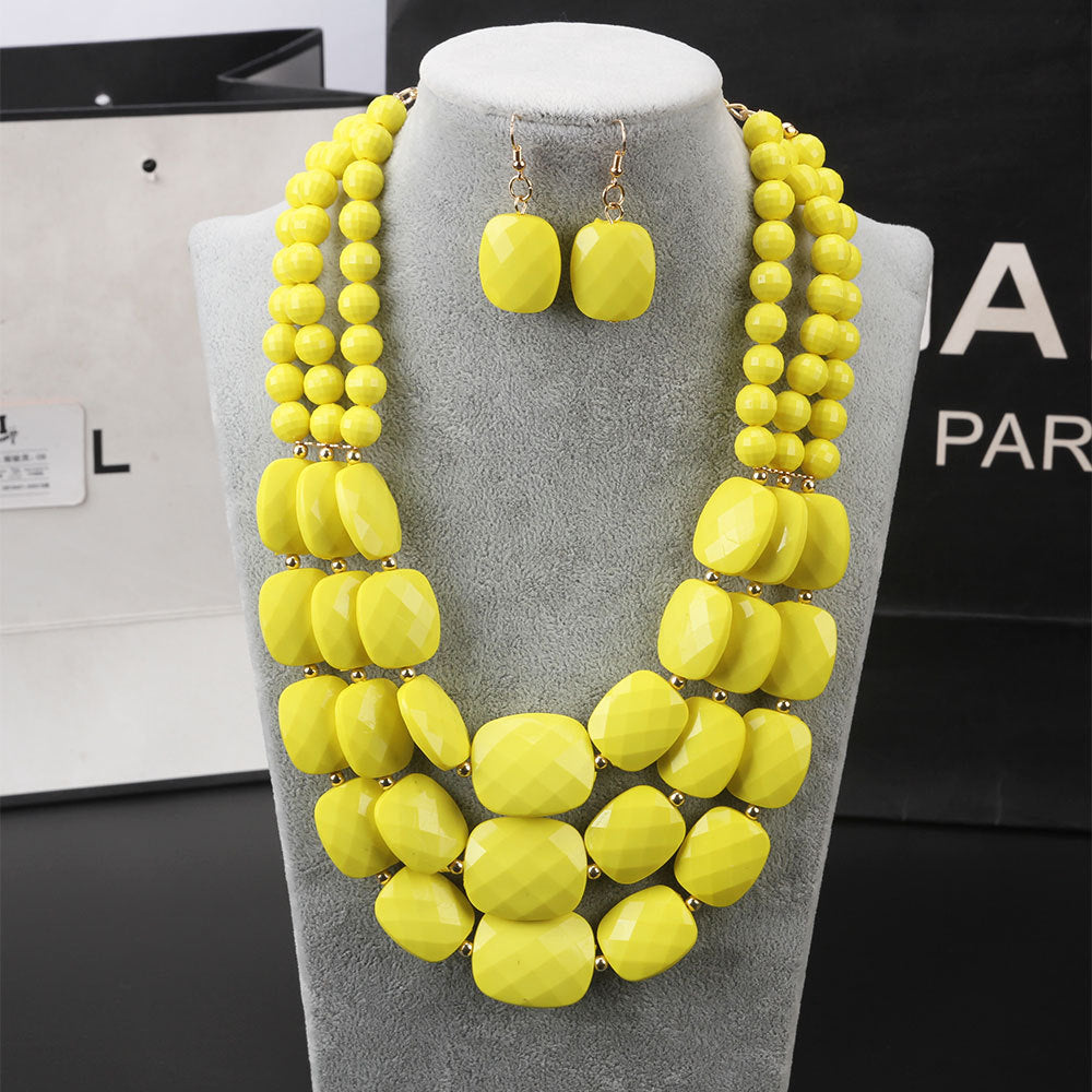 Fashion Ornament Bohemian Color Jelly Suite Necklaces