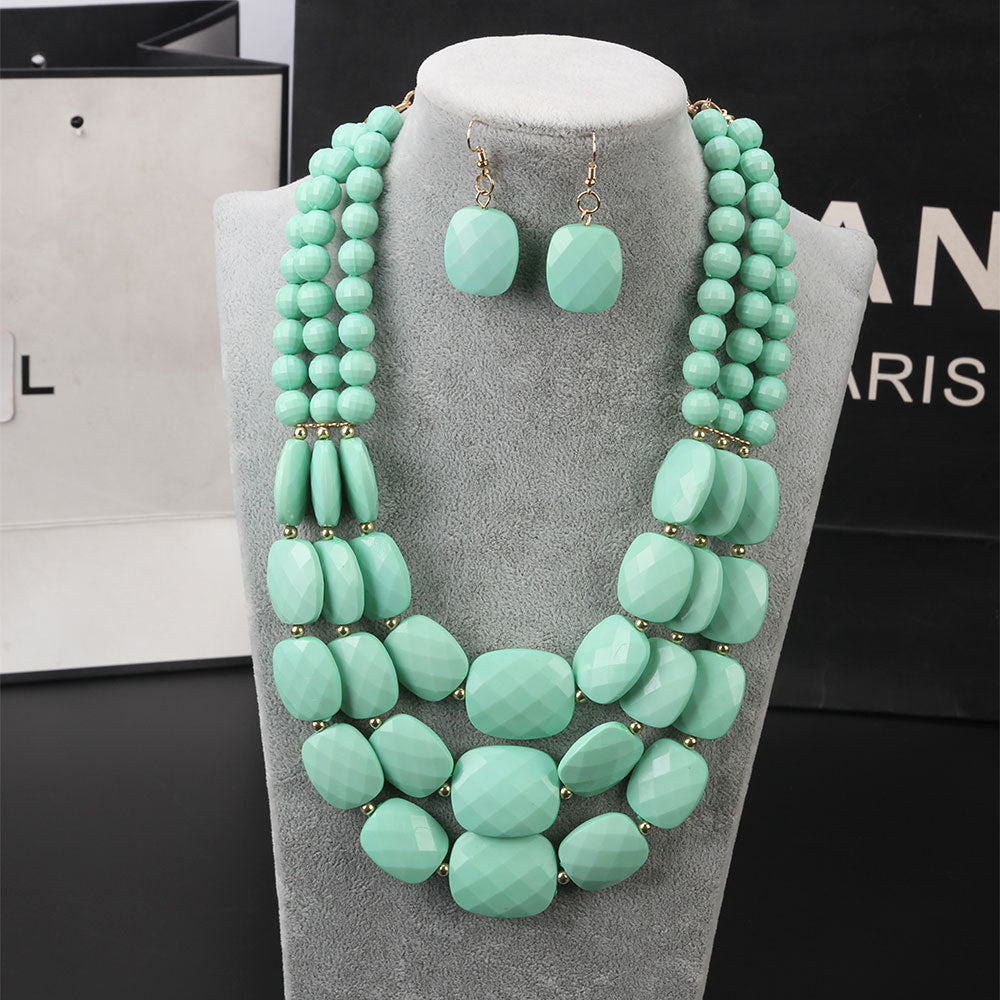 Fashion Ornament Bohemian Color Jelly Suite Necklaces