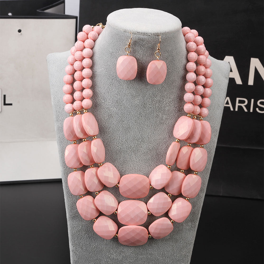 Fashion Ornament Bohemian Color Jelly Suite Necklaces