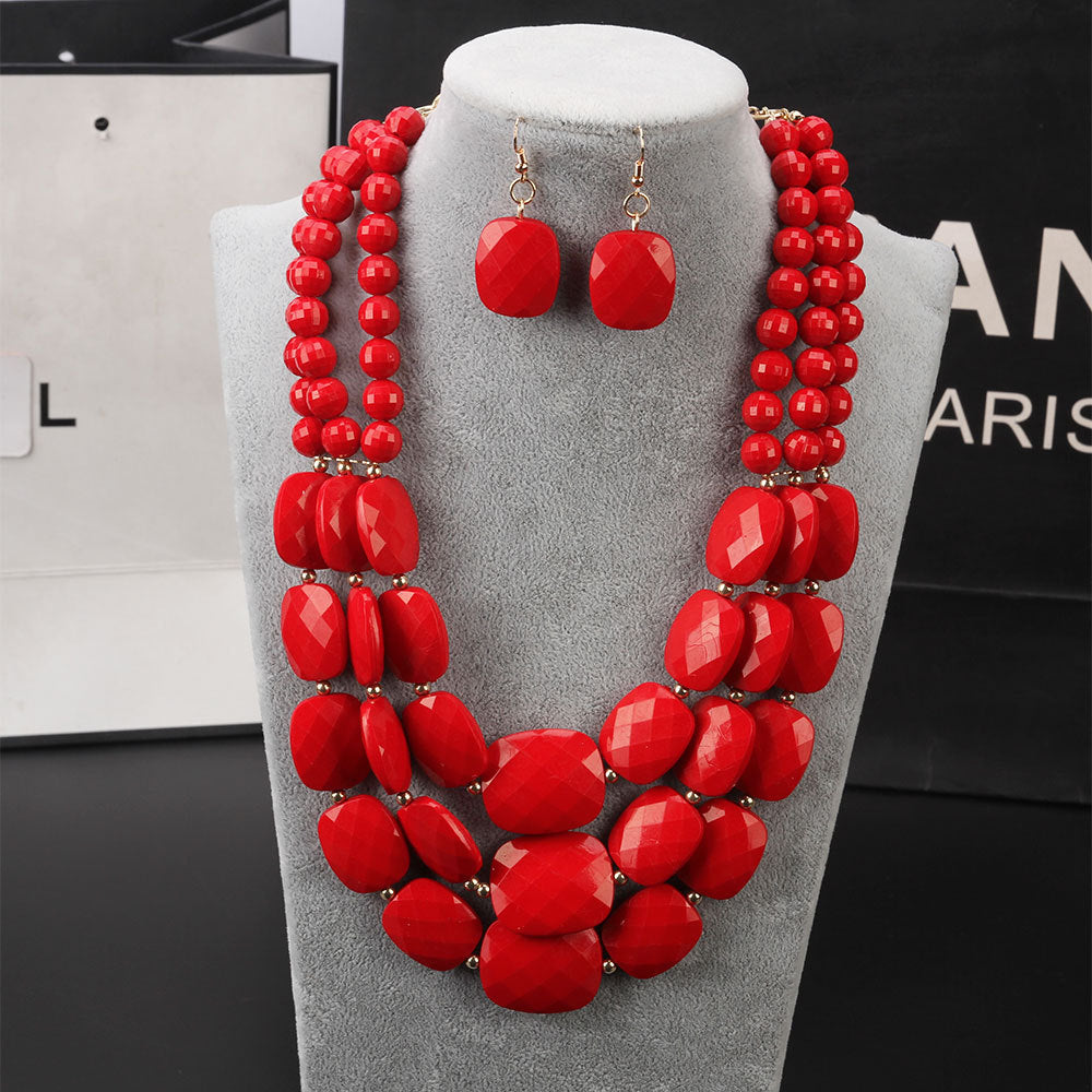 Fashion Ornament Bohemian Color Jelly Suite Necklaces