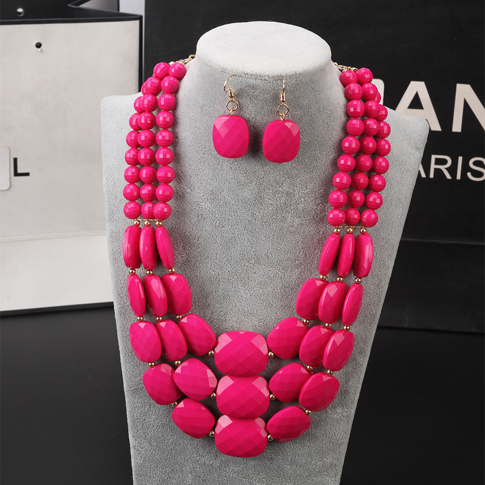 Fashion Ornament Bohemian Color Jelly Suite Necklaces