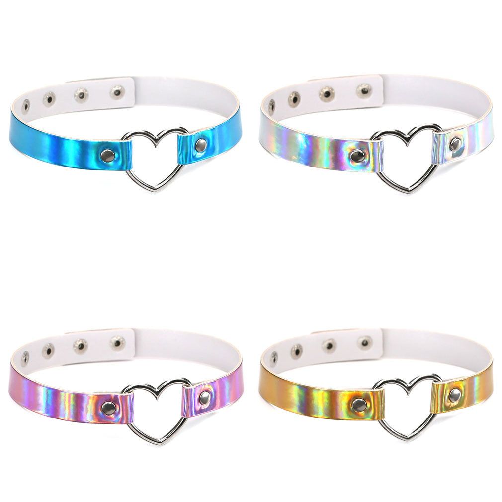 Laser Peach Heart-shaped Luminous Neckband Clavicle Collar