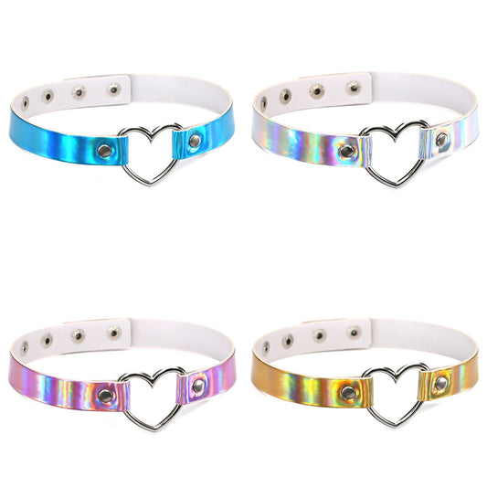 Laser Peach Heart-shaped Luminous Neckband Clavicle Collar