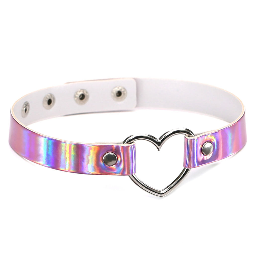 Laser Peach Heart-shaped Luminous Neckband Clavicle Collar