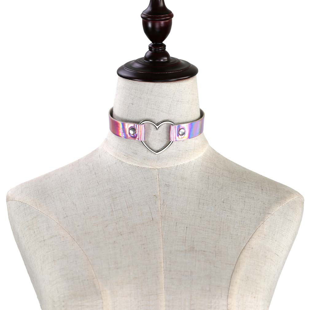 Laser Peach Heart-shaped Luminous Neckband Clavicle Collar