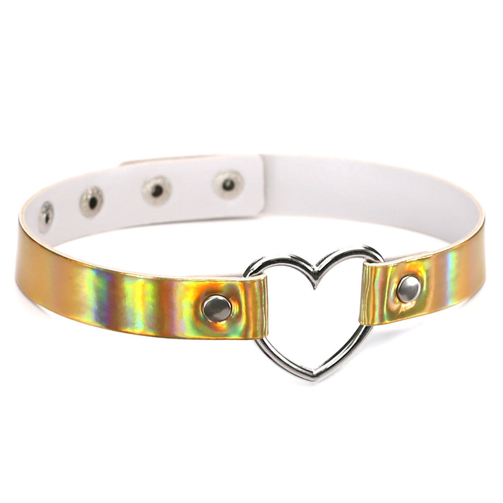 Laser Peach Heart-shaped Luminous Neckband Clavicle Collar