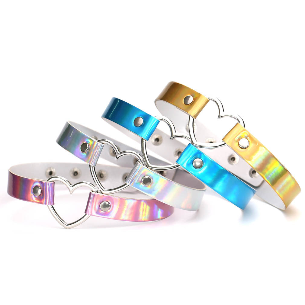 Laser Peach Heart-shaped Luminous Neckband Clavicle Collar