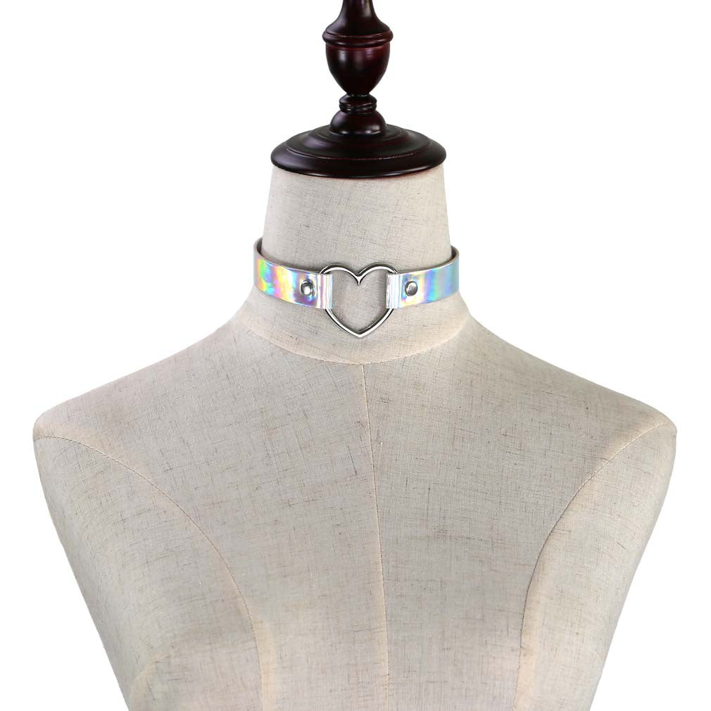 Laser Peach Heart-shaped Luminous Neckband Clavicle Collar