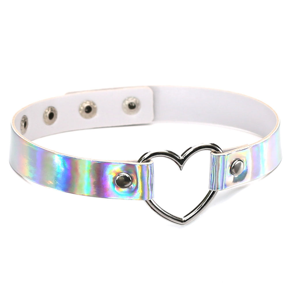 Laser Peach Heart-shaped Luminous Neckband Clavicle Collar