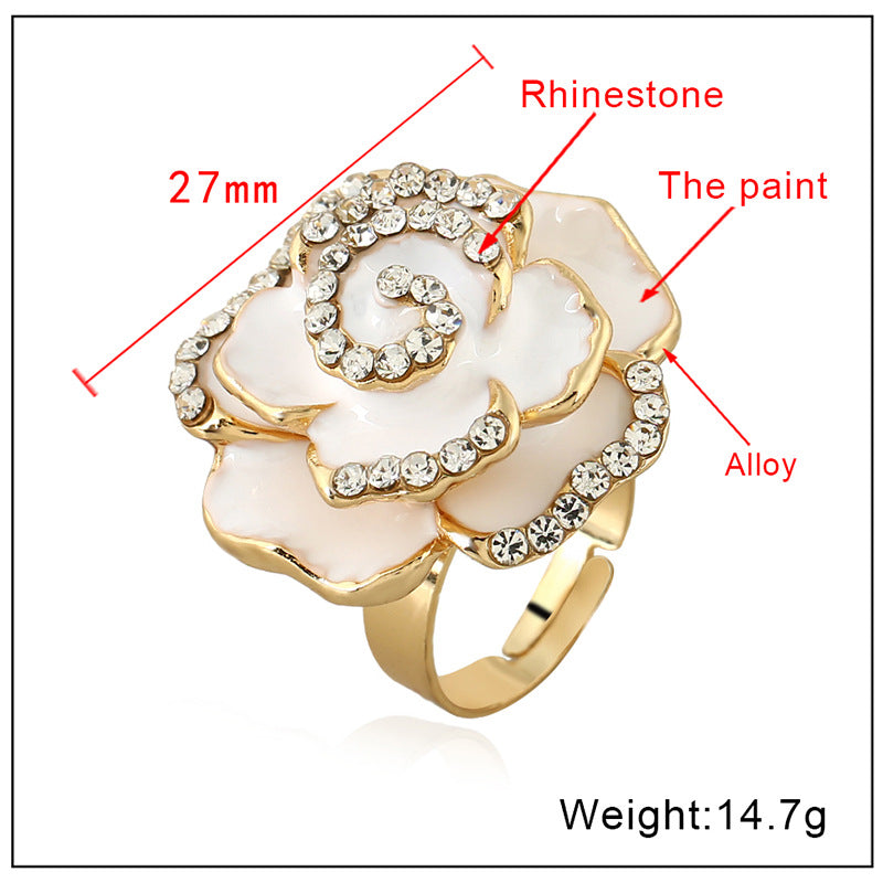 Oil Dripping Rose Creative Adjustable Alloy Rings