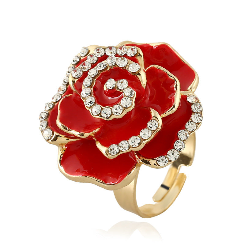 Oil Dripping Rose Creative Adjustable Alloy Rings