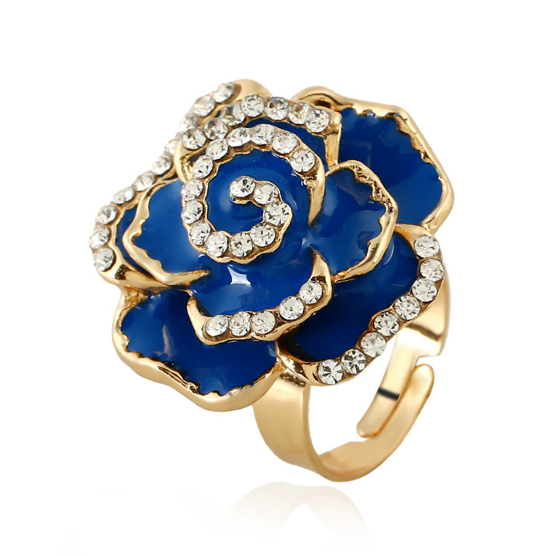 Oil Dripping Rose Creative Adjustable Alloy Rings
