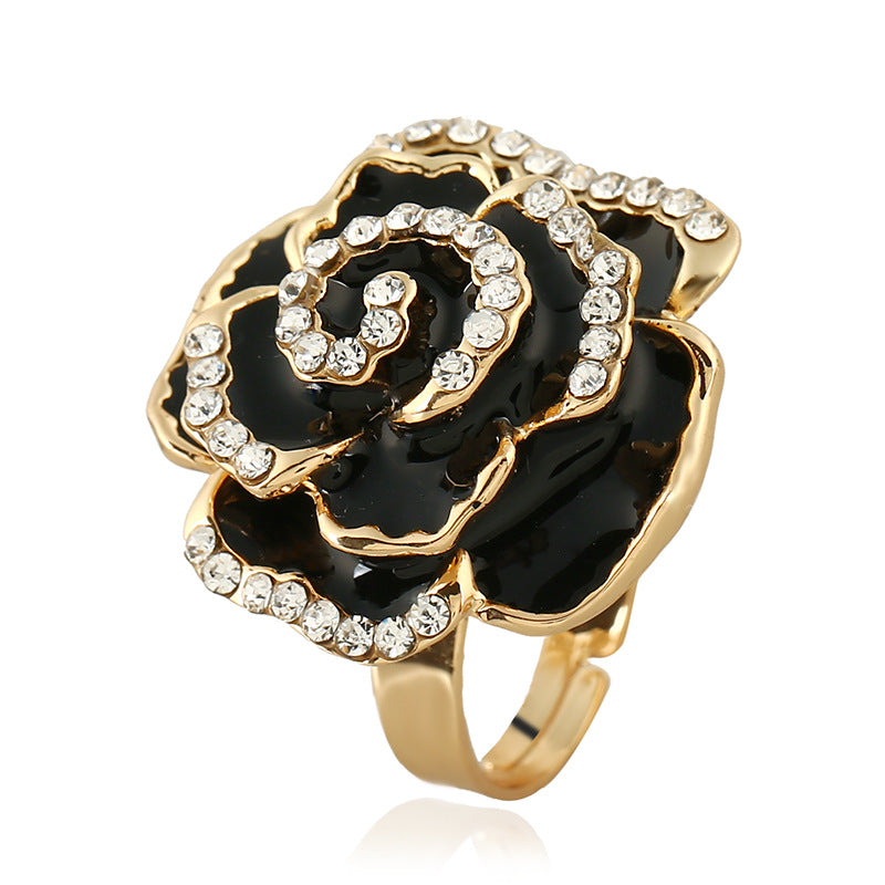 Oil Dripping Rose Creative Adjustable Alloy Rings