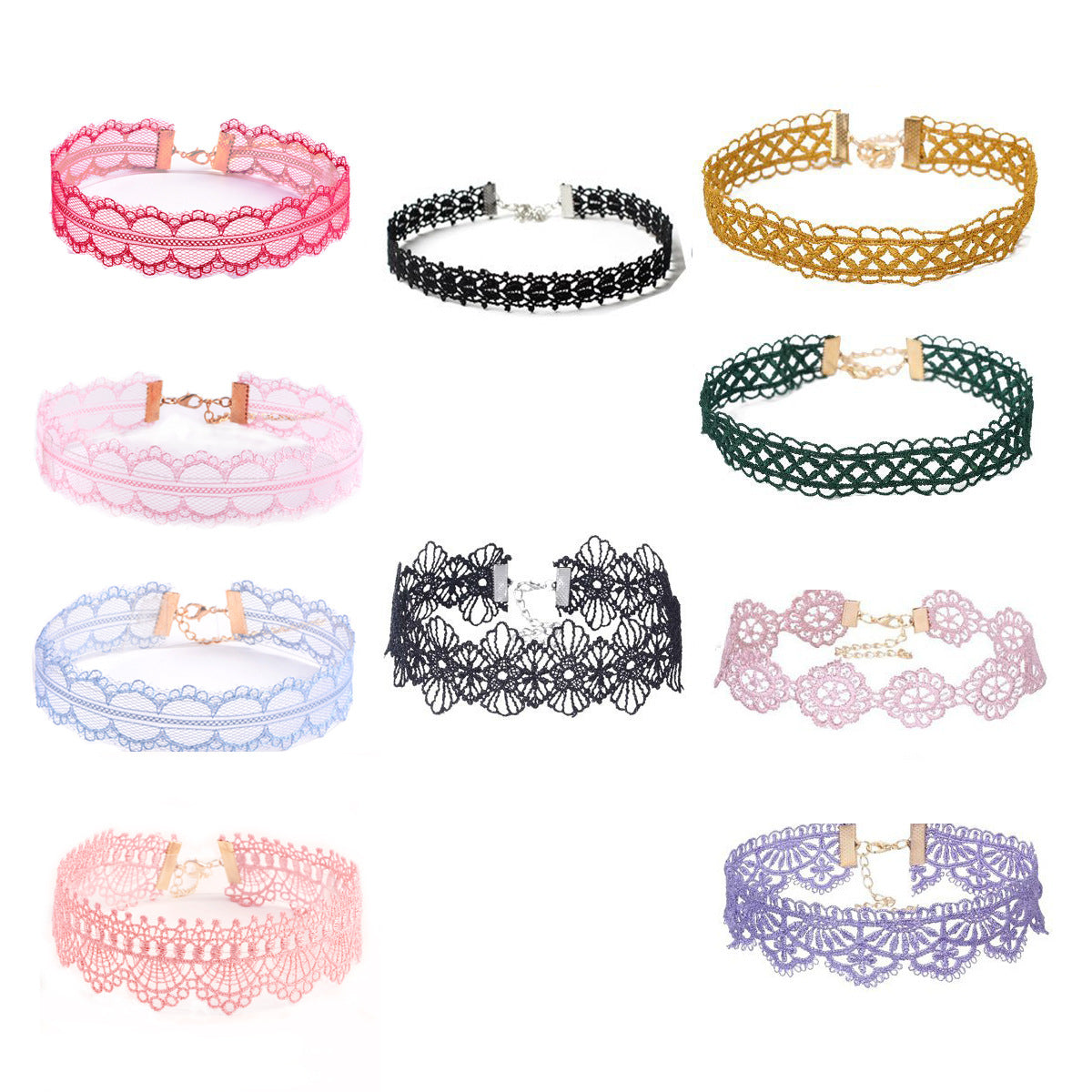 Popular Hollow Color Lace Clavicle Chain Neck Collar