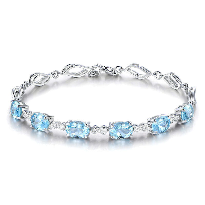 Synthetic Blue Crystal Gold Inlaid Zircon Color Bracelet