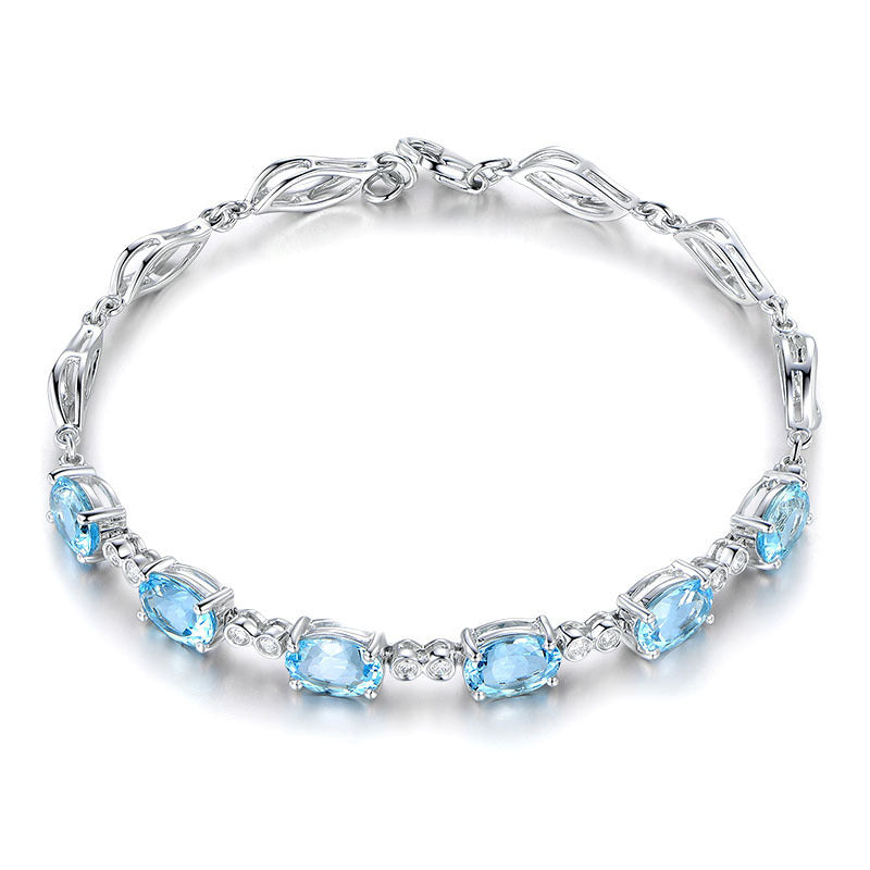 Synthetic Blue Crystal Gold Inlaid Zircon Color Bracelet