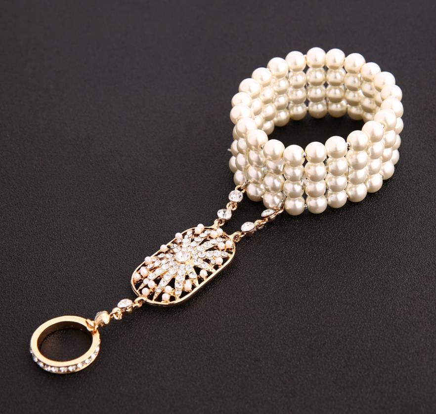 Stylish Amazing Glass Pearl Rhinestone Integrated Bracelets