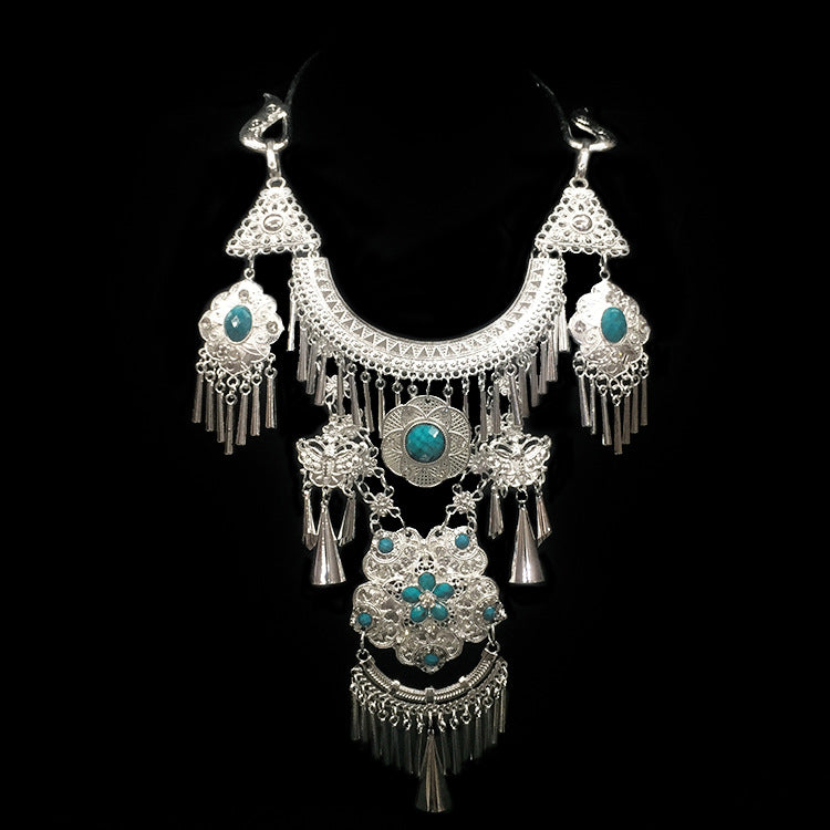 Ethnic Style Gem Ancient Large Miao Sier Collar