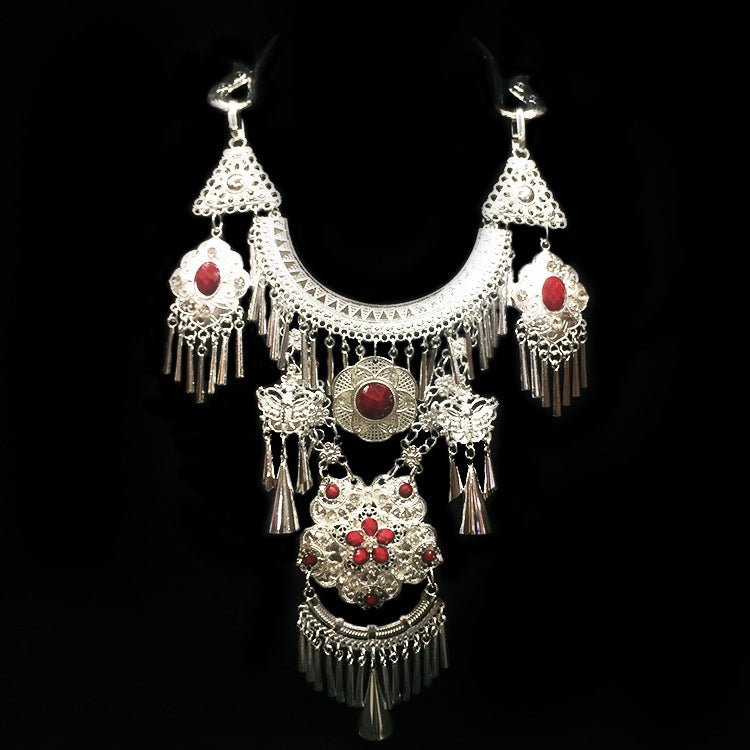 Ethnic Style Gem Ancient Large Miao Sier Collar