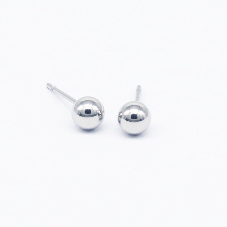 Women's Captain Round Beads Simple Beanie Stainless Earrings