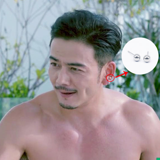 Women's Captain Round Beads Simple Beanie Stainless Earrings