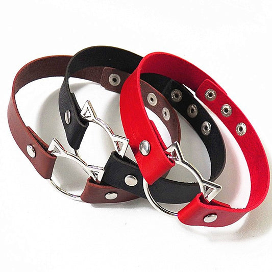 Fashion Style Heart Trendy Cat Head Personality Couple Performance Collar