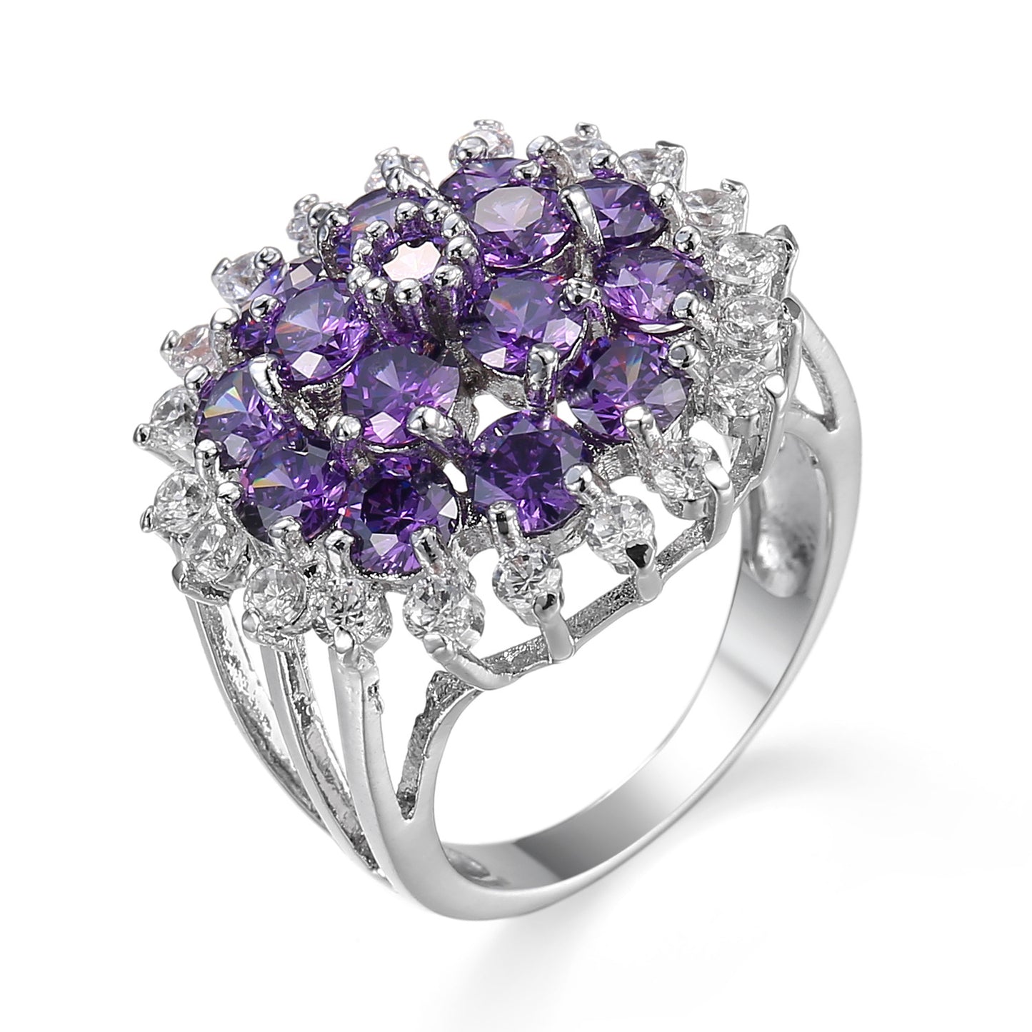 Women's Jewelry Ornament Exaggerated Purple Zircon Large Rings