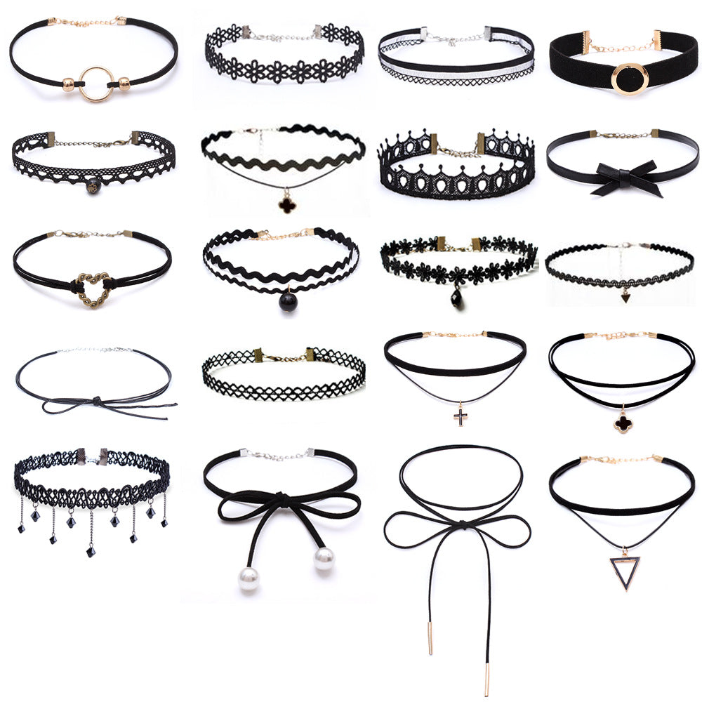 Women's Vintage Veet Band Lace Short Clavicle Chain Neck Punk Necklaces