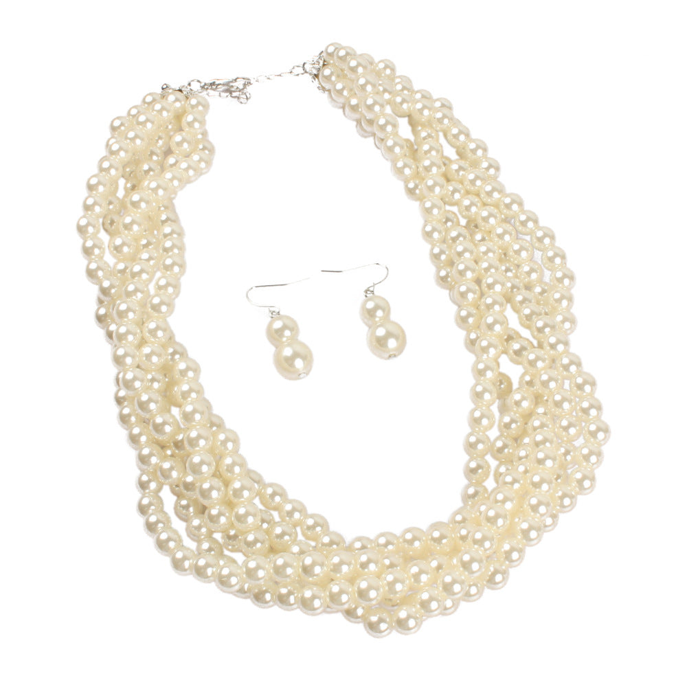 Fashion Highlight Plastic Imitation Pearl Woven Necklaces