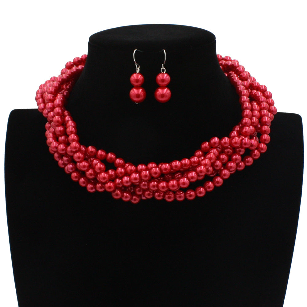 Fashion Highlight Plastic Imitation Pearl Woven Necklaces