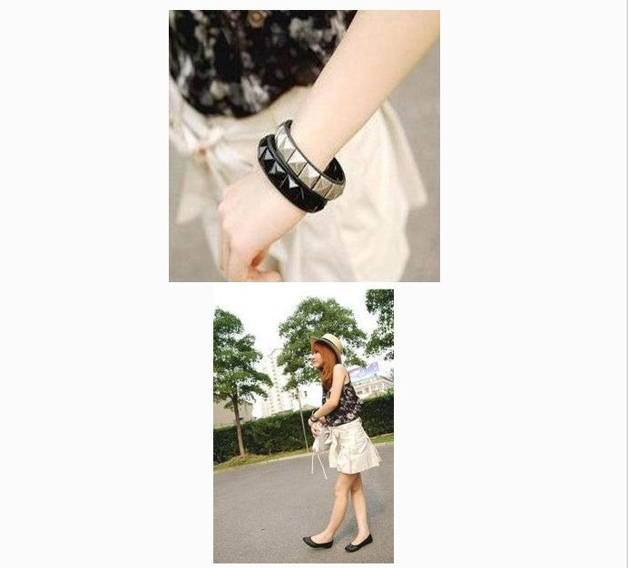 Fashion Punk Square Leather Rivet Brace Bracelet