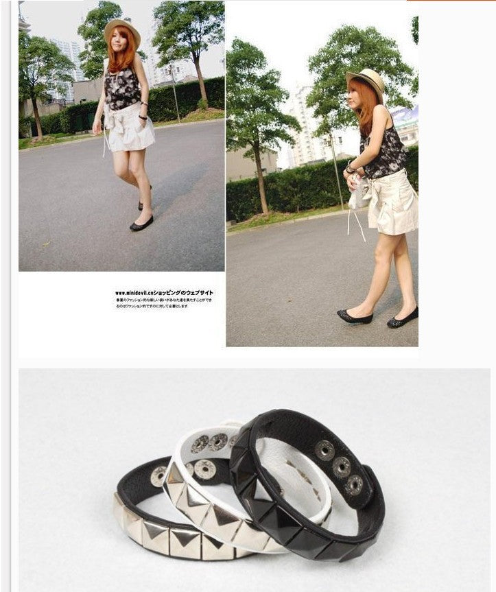 Fashion Punk Square Leather Rivet Brace Bracelet