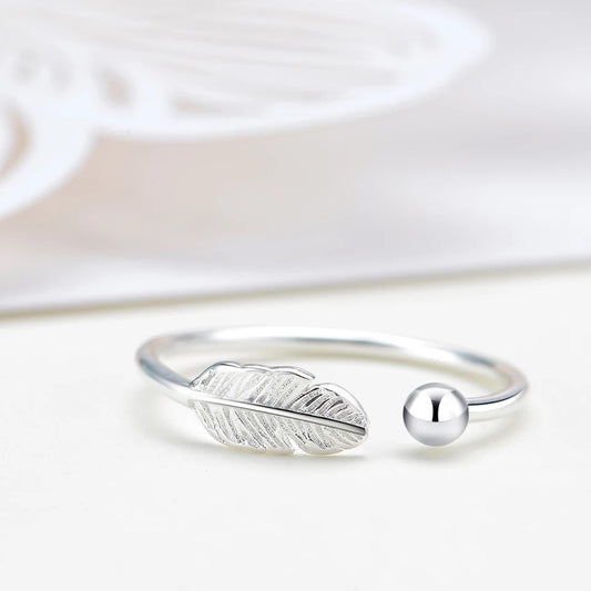 Classy Sier Artistic Temperament Feather Sterling Rings