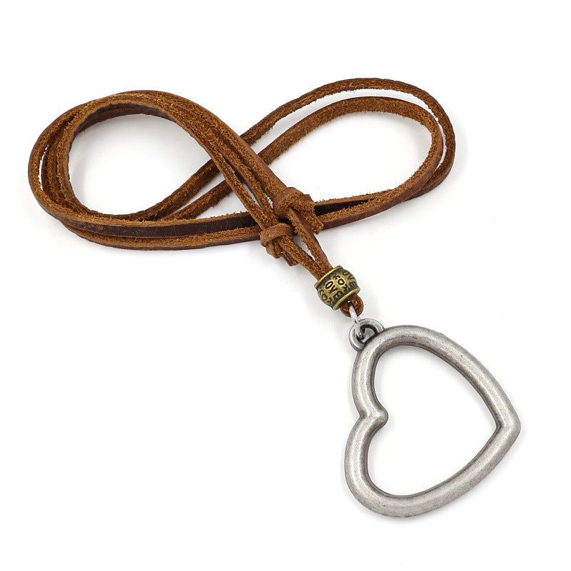 Women's & Men's Retro Five-pointed Star Cowhide Sweater Chain Necklace
