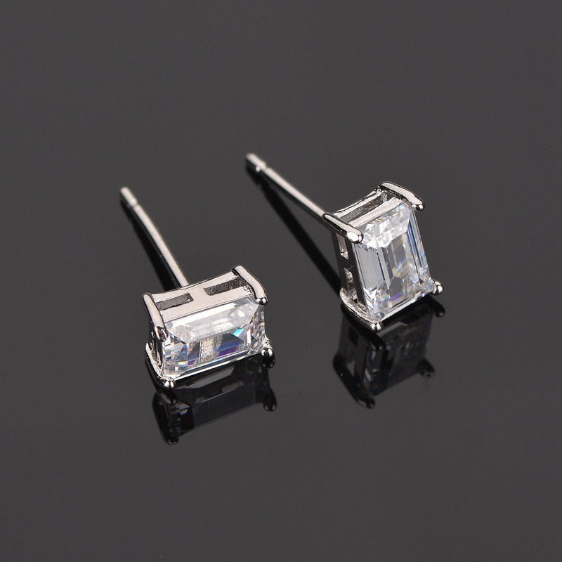 Week Simple Unisex Round Square Heart Triangle Five-star Rectangular Water Stud Earrings