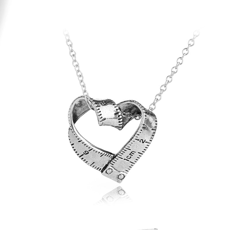 Creative Retro Heart-shaped Tape Measure Two Colors Necklace