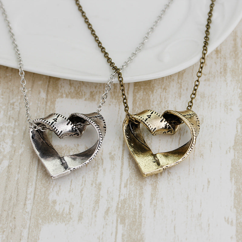 Creative Retro Heart-shaped Tape Measure Two Colors Necklace
