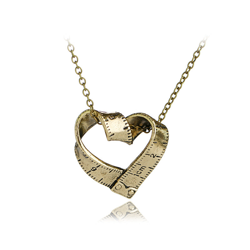 Creative Retro Heart-shaped Tape Measure Two Colors Necklace